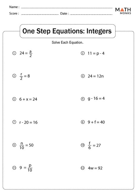 Solving Equations Worksheets