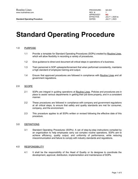 Standard Operating Procedure Template Routine Lines Free Nude Porn Photos