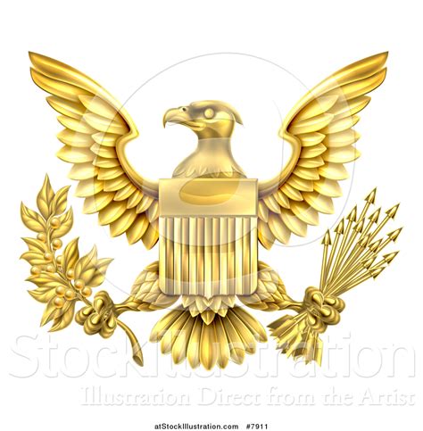 Vector Illustration Of The Great Seal Of The United States Golden Bald