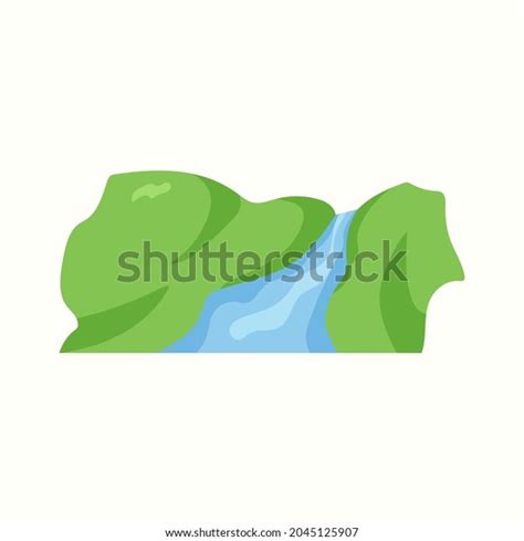 Mountain River Waterfall Vector Illustration Flat Stock Vector Royalty