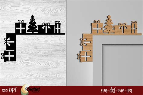 3d Christmas Door Corners Laser Cut Graphic By Digital Idea · Creative