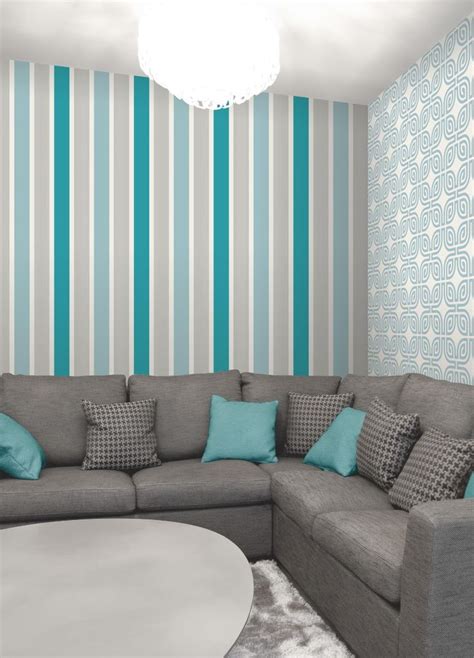 Teal Wallpaper Living Room Magnum Stripe Wallpaper Striped Wallpaper