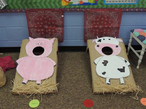 Feed The Cow And Pig Bean Bag Toss Game For Farm Theme Party In The