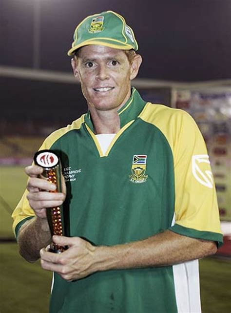 Shaun Pollock Poses With The Man Of The Match Award