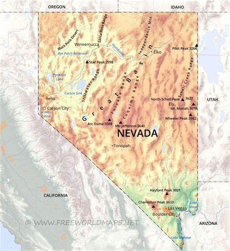 Nevada Physical Map