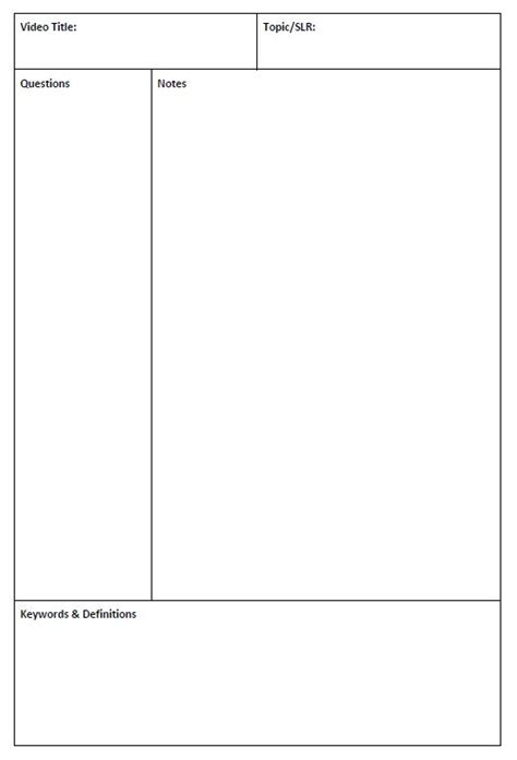Cornell Note Taking Template Cornell Notes Cornell Notes Template Note Taking