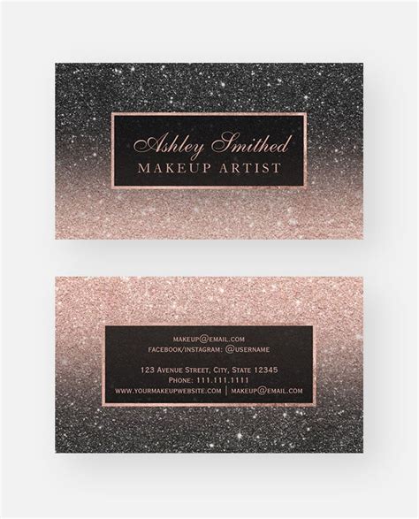 Buy one item at regular price & get the second of equal or lesser value 50% off excludes clearance extra fine glitter by recollections™, 1.5oz. Modern rose gold glitter black ombre makeup printable business card