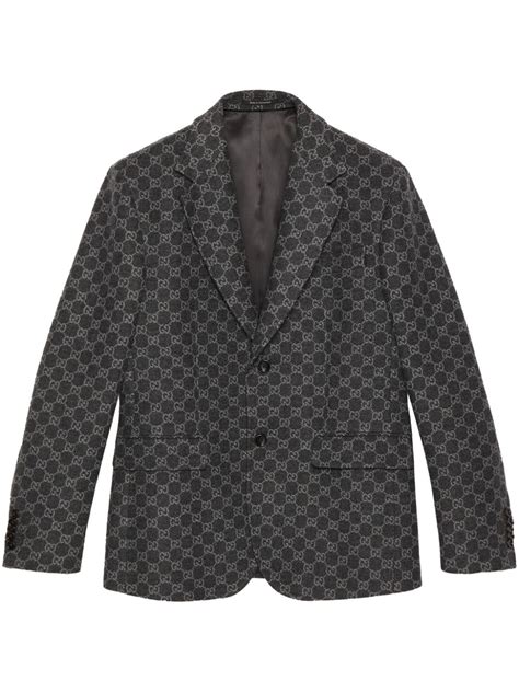Gucci Gg Flannel Jacket In Dark Grey Modesens