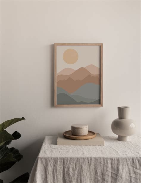 Mountains And Sun Printable Wall Art Modern Minimal Art Etsy