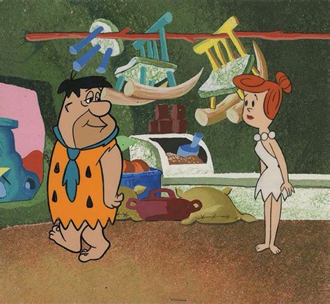 Production Cel And Production Background Featuring Fred And Wilma