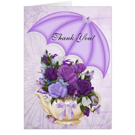 Vintage Thank You Card White Lilac Purple Flowers Zazzle