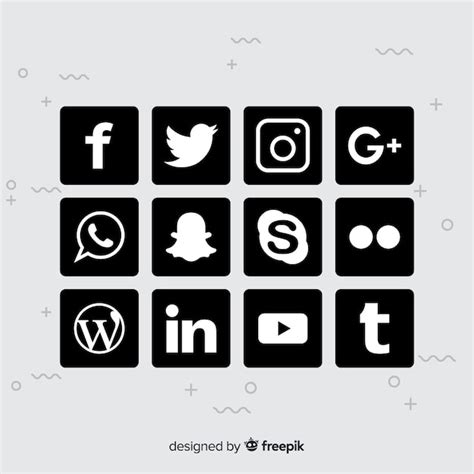 Black Social Media Logo Pack Free Vector
