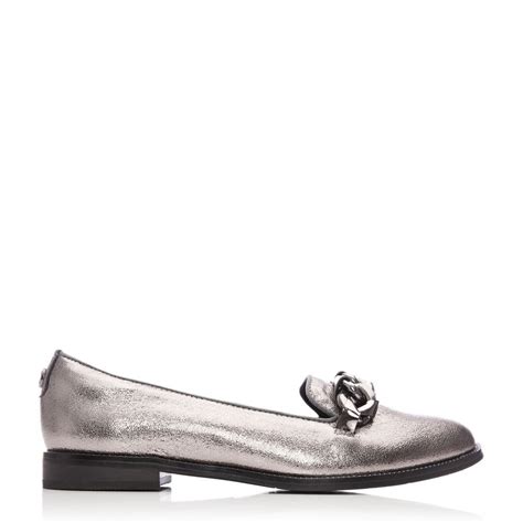 Welony Pewter Leather Shoes From Moda In Pelle Uk