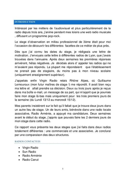 Exemple De Remerciement Rapport De Stage 3ème Novo Exemplo