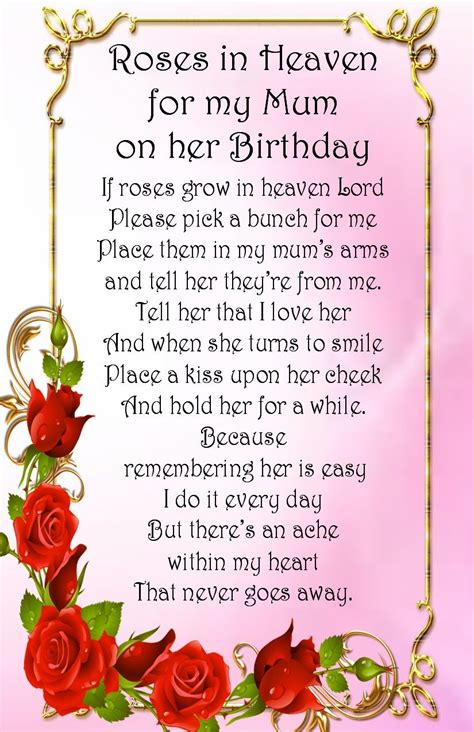 Birthday Poems For Mom In Heaven