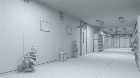 Cartoon Classroom Corridor 3d Model Cgtrader