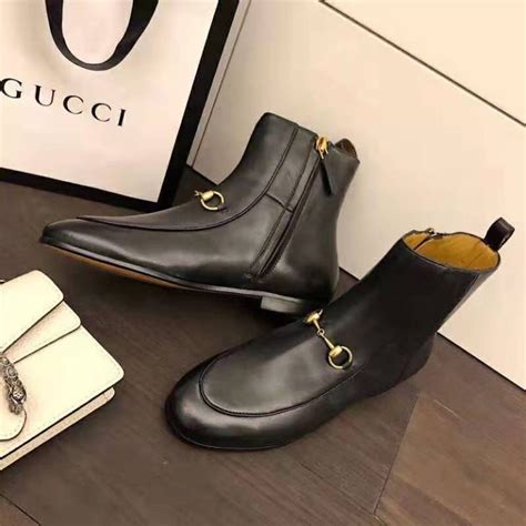 Gucci Women Gucci Jordaan Leather Ankle Boot In Black Leather 13 Cm