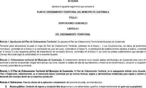 Planos De Reglamento Del Plan De Ordenamiento Territorial En Pdf Guatemala Normas De