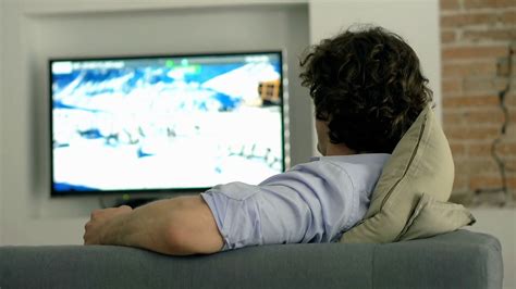 Man Finishes Watching Television Turns Off Stock Footage Sbv Storyblocks
