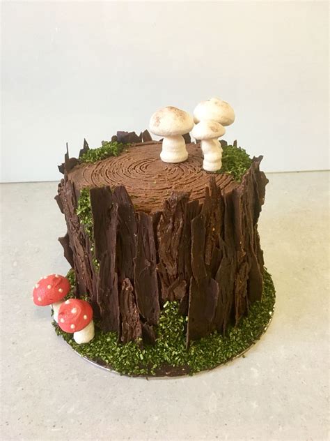 Photo about enchanted forest woodland themed fondant cake with a hedgehog, deer, owl, fox, snail, tree trunk, ferns, mushrooms and leaves on white background. Enchanted Forest themed chocolate cake with strawberry ...