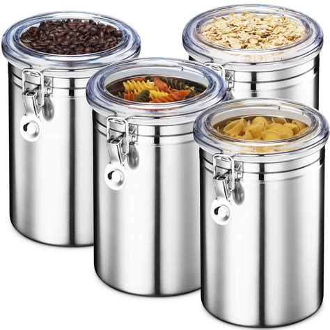 buy stainless steel canister set with lids airtight food storage canisters for kitchen
