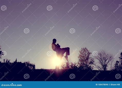 Martial Artists Silhouette Knee Strike Stock Photo Image Of Artist