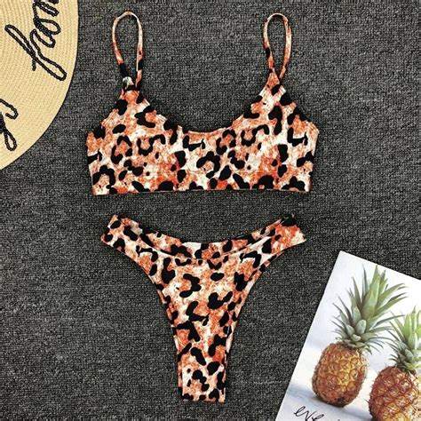 2021 Women Sexy Leopard Micro Bikini Set Push Up Bra Thongs Etsy