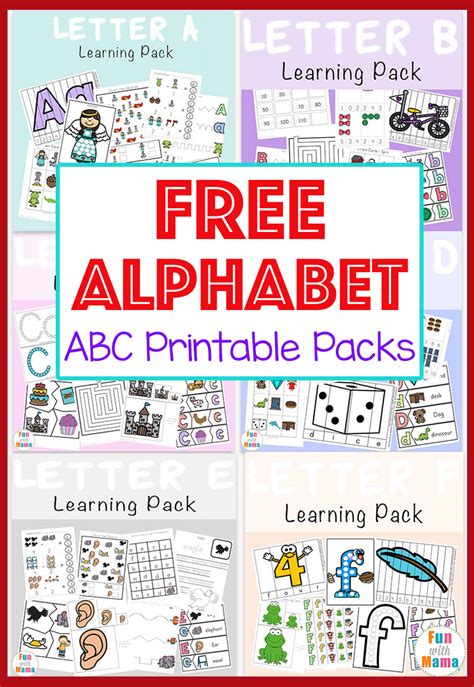 I hope it's useful for some of you. Free Alphabet ABC Printable Packs - Fun with Mama