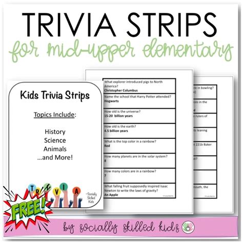 Trivia Strips Fun Trivia For Kids 3rd 5th Socially Skilled Kids