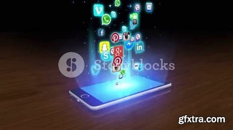 Videoblocks Social Media Apps Flying Out Of A Black Smartphone Dci