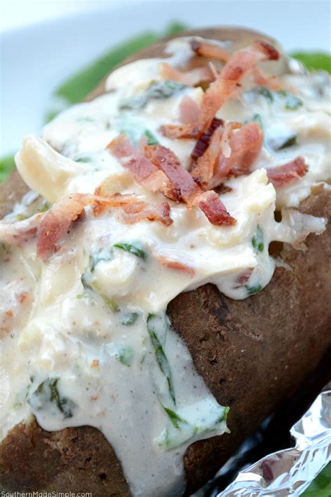Cheesy Chicken And Spinach Alfredo Baked Potatoes Southern