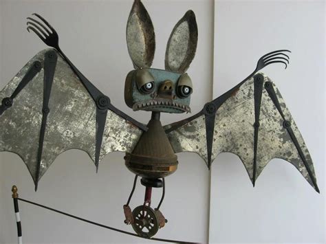 One Little Batty Bat Bat Metal Yard Art Junk Art Recycled Art