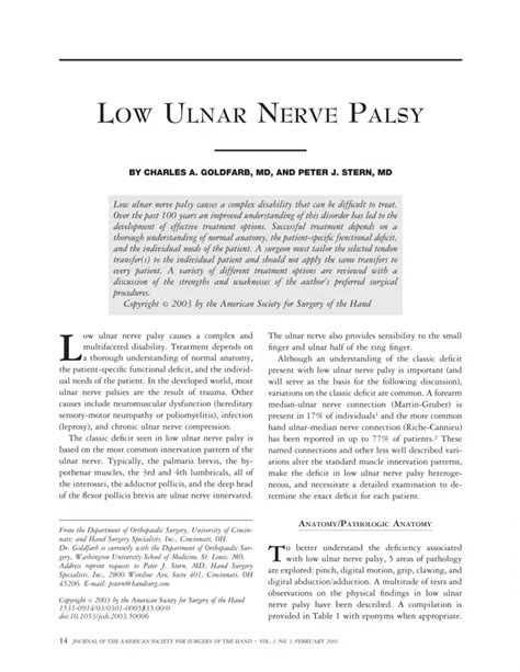Low Ulnar Nerve Palsy Pdf Document