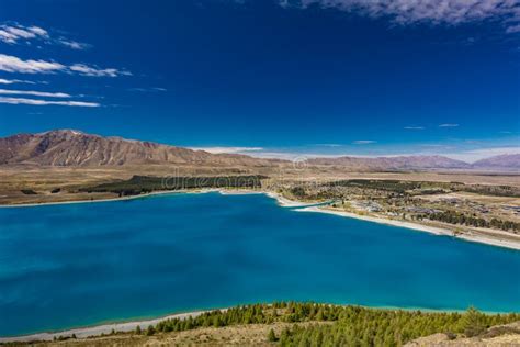 Lake Tekapo With Reflection Of Sky And Mountains New Zealand Stock