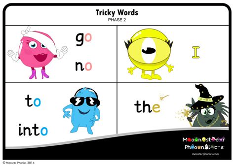 Phase 2 Tricky Words Monster Phonics