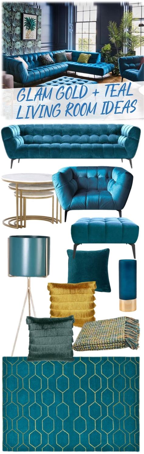Glam Gold And Teal Living Room Ideas Blue Living Room Teal Living
