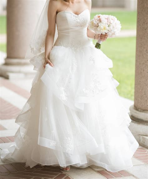 Vera Wang White By Vera Wang Strapless Tulle Wedding Dress Preloved