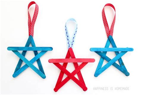 4th Of July Kids Craft Popsicle Stick Star Streamers Happiness Is