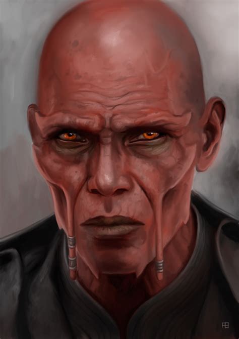 A Painting Of A Man With Orange Eyes And Piercings On His Ears Staring