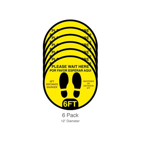 Please Wait Here Floor Decals 12 Inch 6 Pack Crowd Control Depot