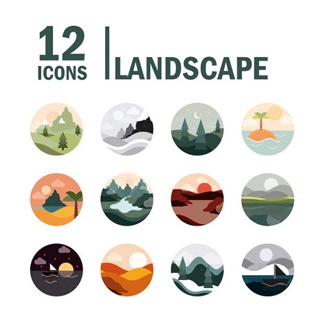 Landscape And Nature Circular Icon Collection 1248868 Vector Art At