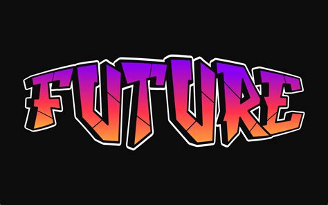 Futuro Palabra Trippy Psicodélico Graffiti Estilo Letrasvector