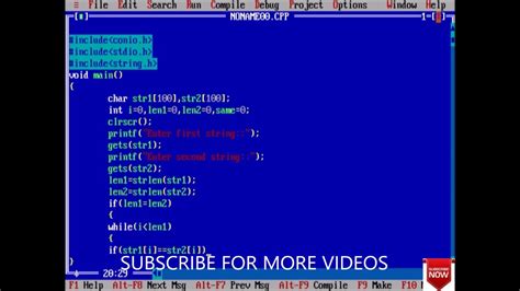 C Program To Compare Two Strings Without Using Strcmp Function Youtube
