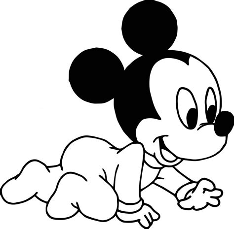 Sweet Baby Mickey Crawl Coloring Page