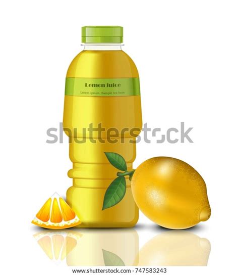 Lemon Juice Bottle Package Mock Realistic Stock Vector Royalty Free