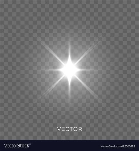 Star Light Shine Starlight Rays Lens Flare Effect Vector Image