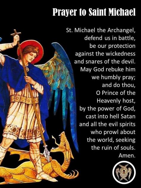 Prayer To Saint Michael St Michael The Archangel Defend Us In Battle