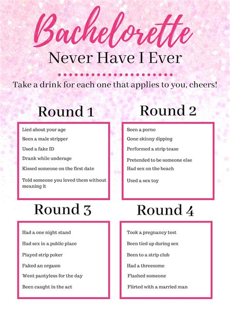 Never Have I Ever Game Girls Night Bachelorette Party Games Etsy My