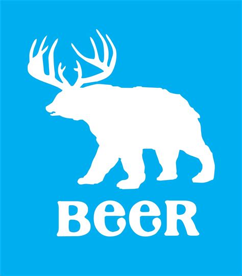 Beer Stencil Bear With Antlers Beer Stencil Funny Bear Etsy