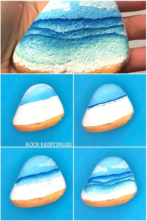 How To Create Beach Painted Rocks Rock Painting 101 Rock Painting